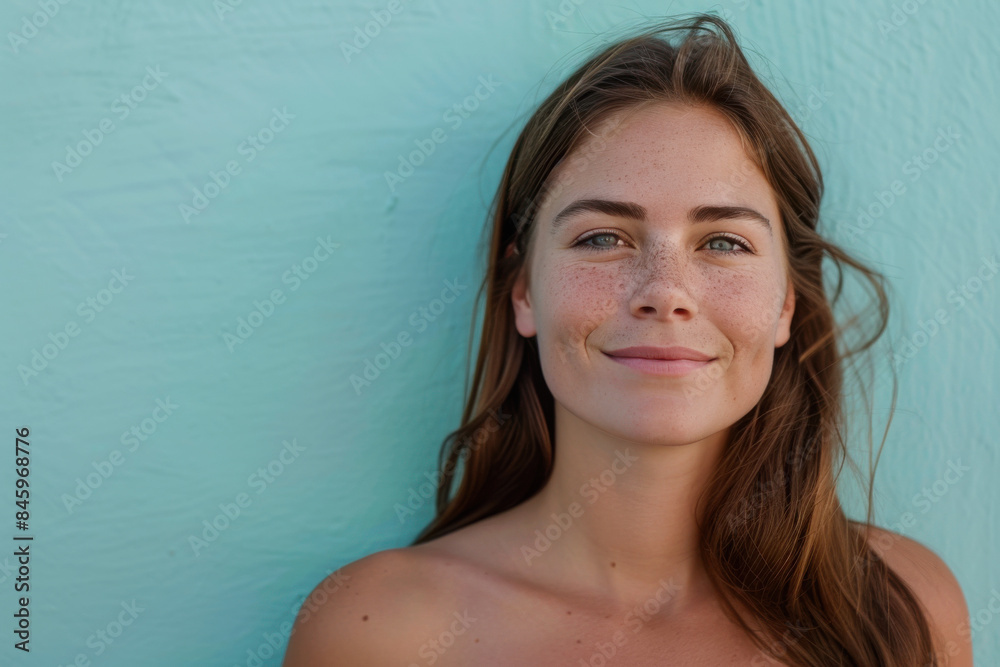 A close up portrait of a woman with a subtle smile A close up portrait of a woman with a subtle smile