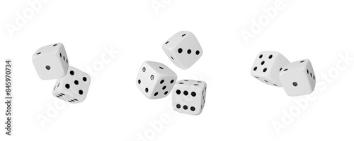 A set of 3D white cubes for games and leisure. Isolated background.