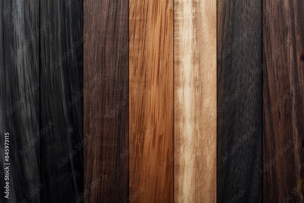 Naklejka premium Vertical wooden planks in various shades of brown create a warm, natural aesthetic. Perfect for rustic or hardwood projects, the texture adds depth and variety for construction