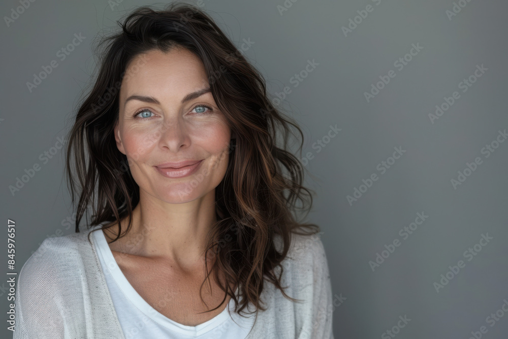 A close up portrait of a woman with a subtle smile
