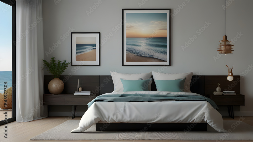 Fototapeta premium 3D interior design of modern luxury bedroom room