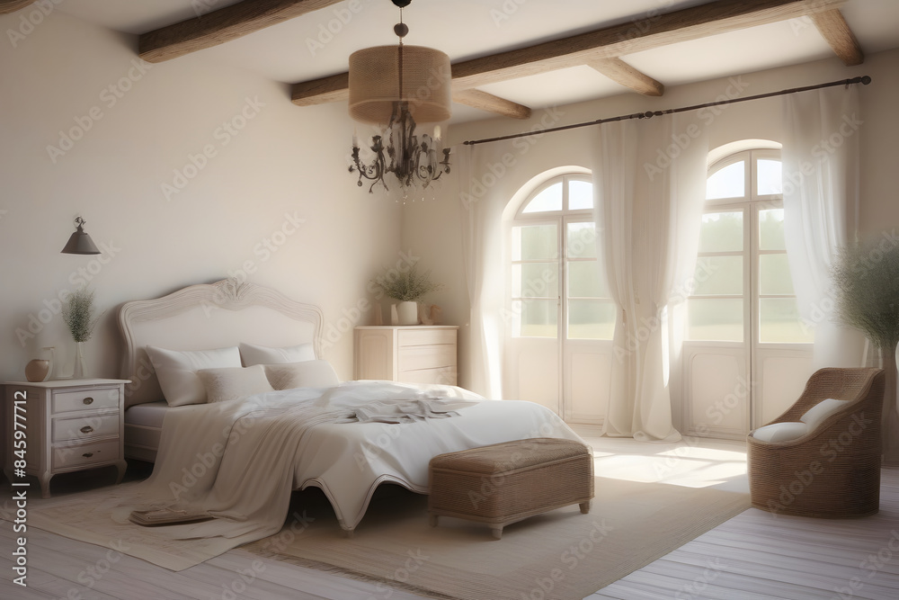 Fototapeta premium 3D interior design of modern luxury bedroom room