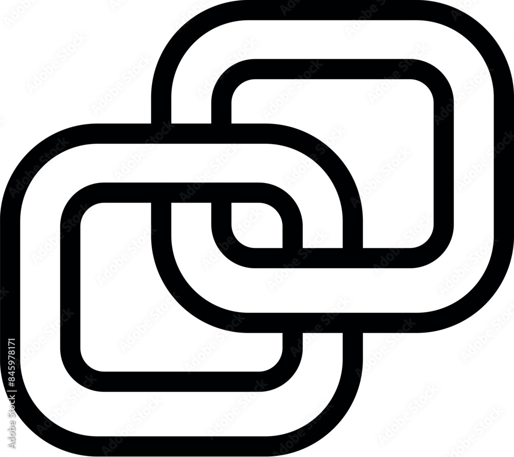 This abstract geometric symbol features interlocking squares forming a continuous line art design element This abstract geometric symbol features interlocking squares forming a continuous line art design element