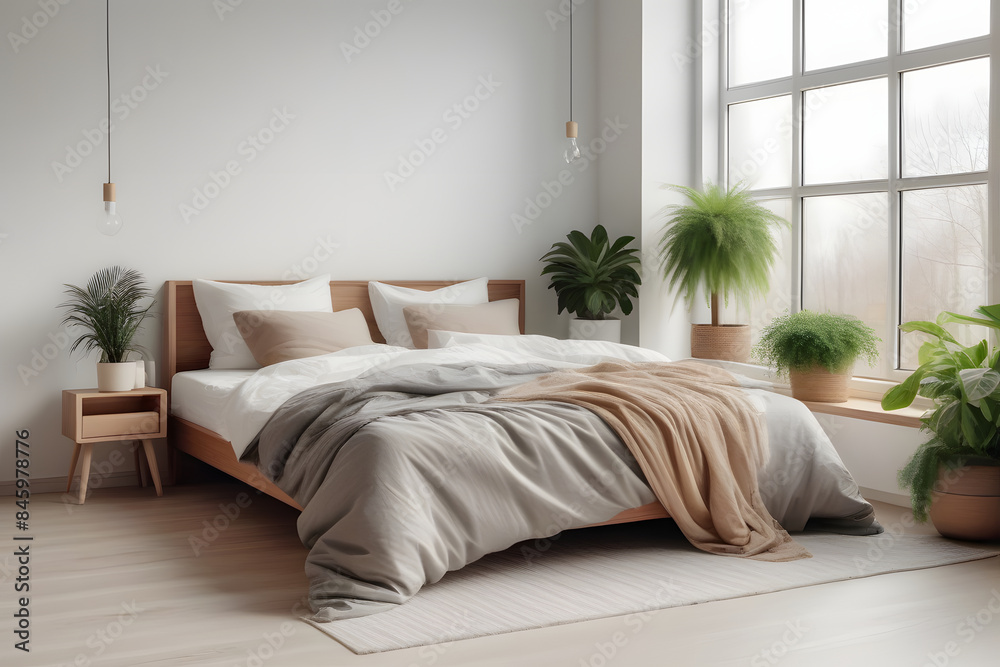 3D interior design of modern luxury bedroom room