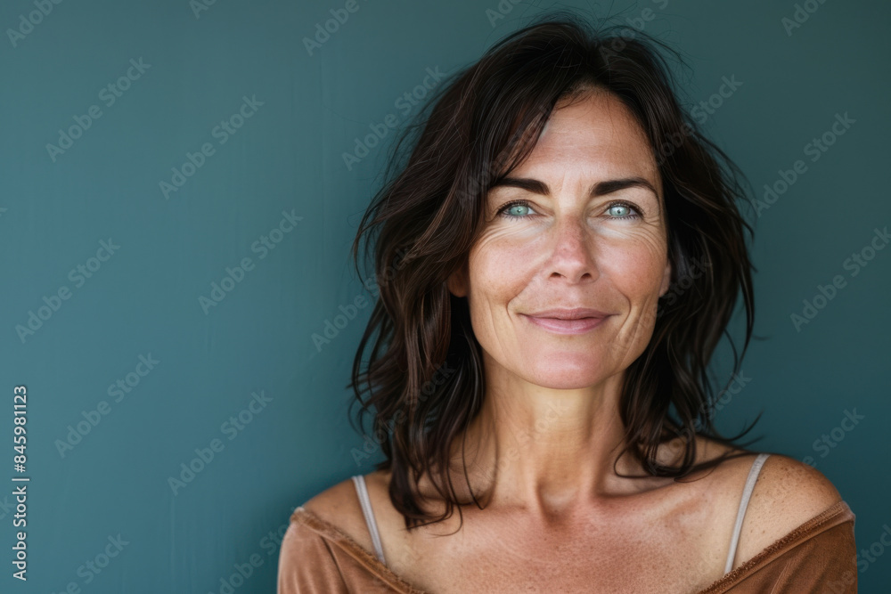 A close up portrait of a woman with a subtle smile