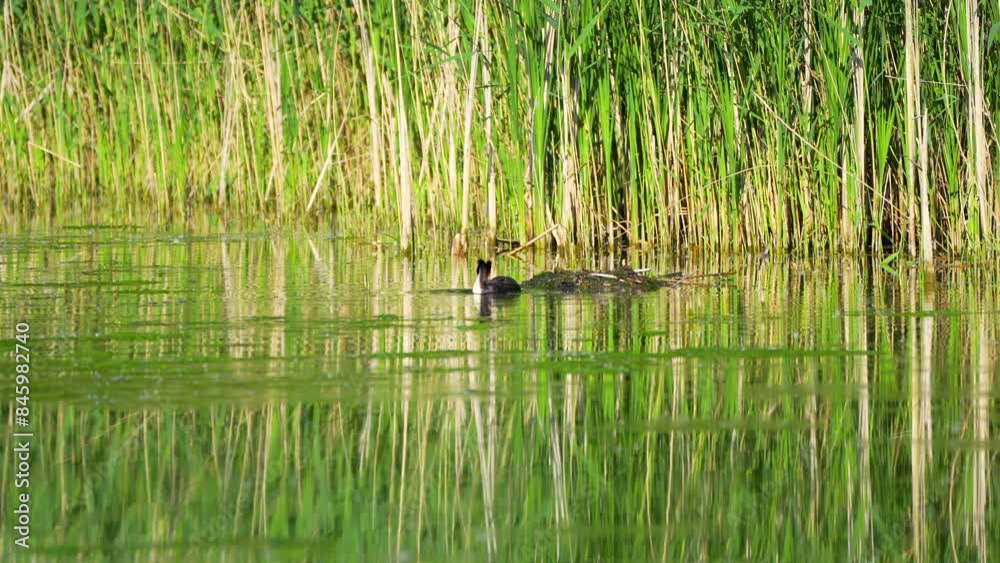 great crested grebe in the nest great crested grebe in the nest