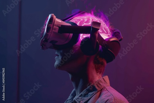 Man explores brain in VR metaverse technology. © Anjali