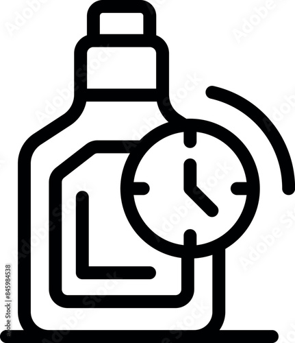 Clock is ringing next to a bottle, suggesting it's time for a protein shake