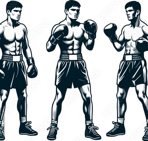minimalistic logo of boxing fighter man, vector isolated icon
