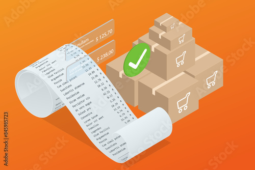 Isometric delivery and online shopping. Internet payments, protection money transfer, online bank