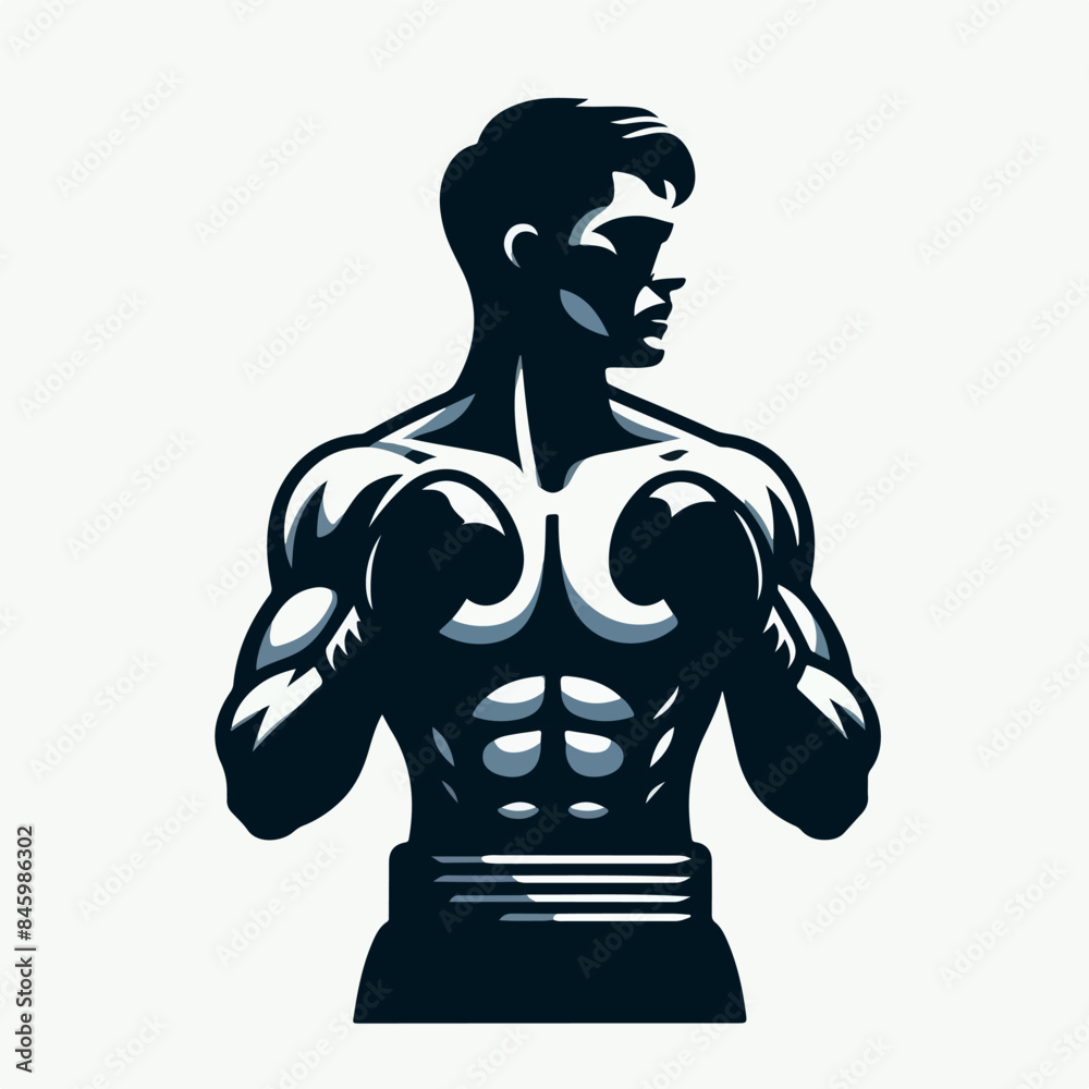 minimalistic logo of boxing fighter man, vector isolated icon minimalistic logo of boxing fighter man, vector isolated icon