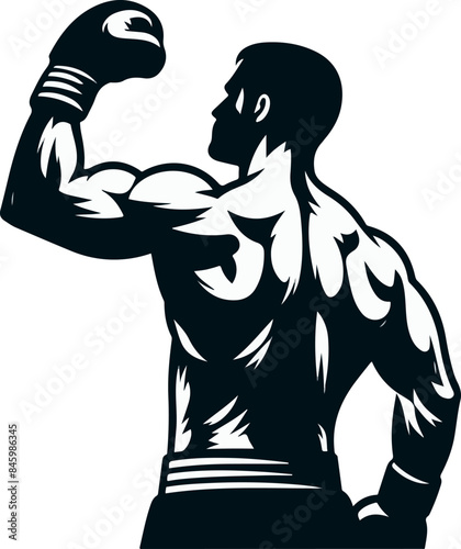 black and white illustration of a boxing fighter