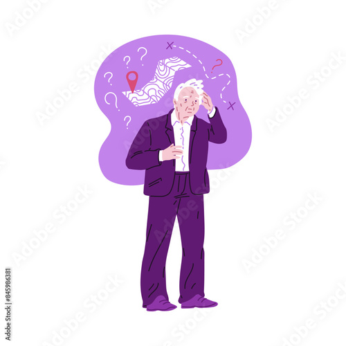 Old man suffers from Alzheimer's disease.