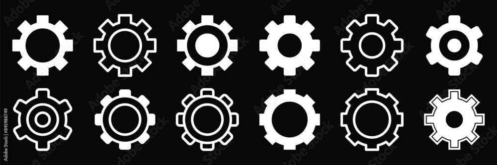 Set of gear icon collection. Gear setting icon. settings icon with black background. Vector Illustration. Set of gear icon collection. Gear setting icon. settings icon with black background. Vector Illustration.
