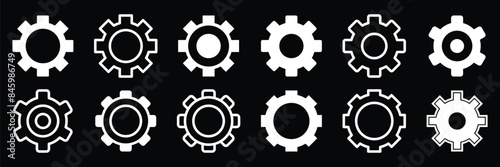 Set of gear icon collection. Gear setting icon. settings icon with black background. Vector Illustration.