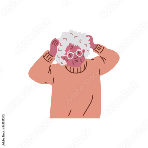 Elderly woman suffers from Alzheimer's disease.