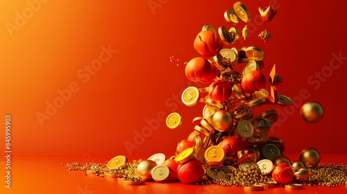 artistic representation of inflation and its impact on goods and services with a solid color background 8k photo