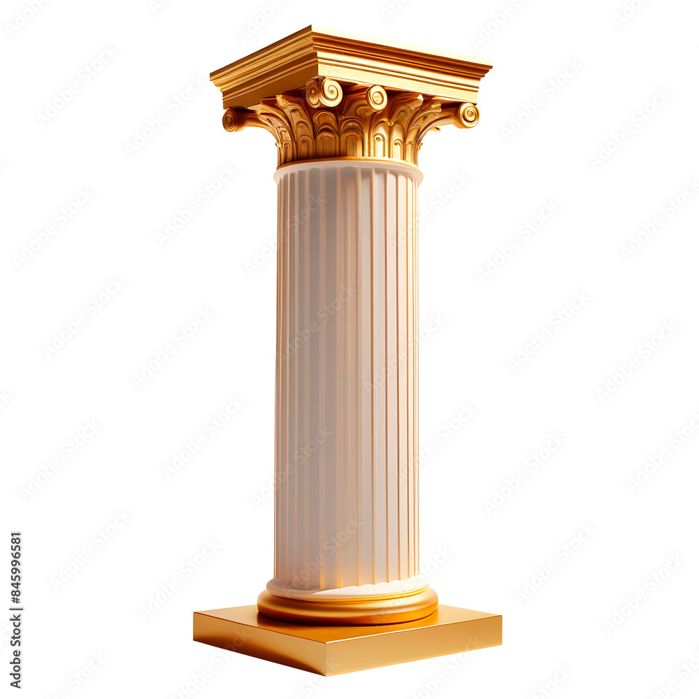 Pilar de mármore grego com ouro em fundo transparente, sem fundo. Pilar de mármore grego com ouro em fundo transparente, sem fundo.