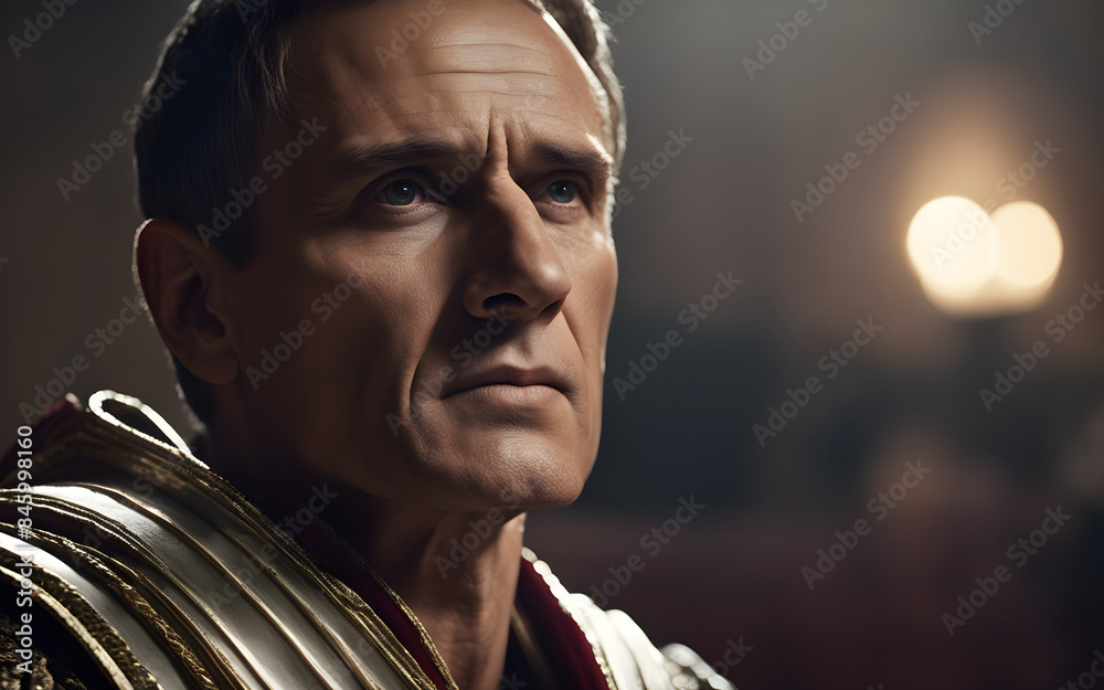 A roman emperor in the Senate, tension palpable under the dramatic ...