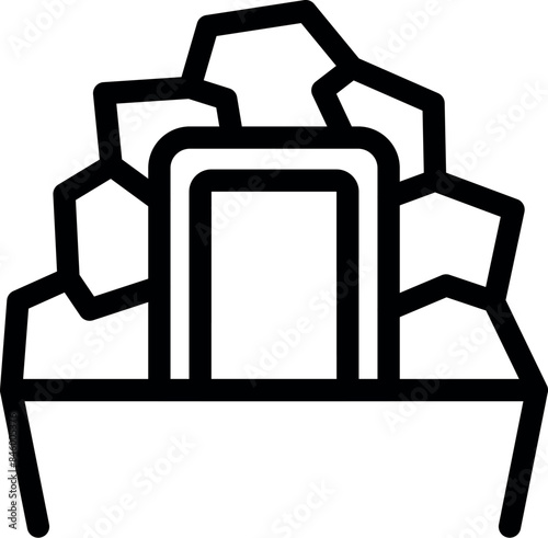 Line icon of a mining machine extracting minerals from a deposit