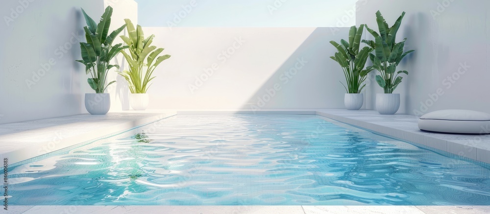 Fototapeta premium Elegant Swimming Pool Set Against a White Backdrop