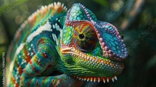 Close Up View of a Chameleon Reptile © TheWaterMeloonProjec