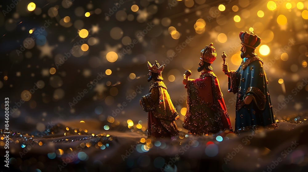 Figures of the three wise men on toy shining background Figures of the three wise men on toy shining background