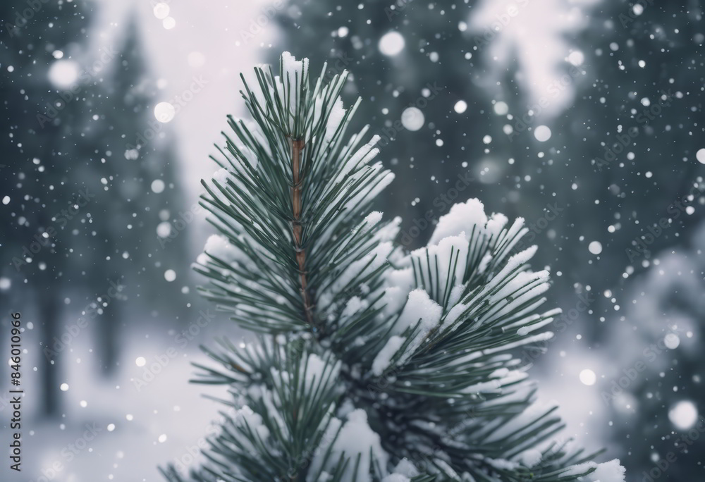 Snow Fell on the Pine Trees for Winter Background Snow Fell on the Pine Trees for Winter Background