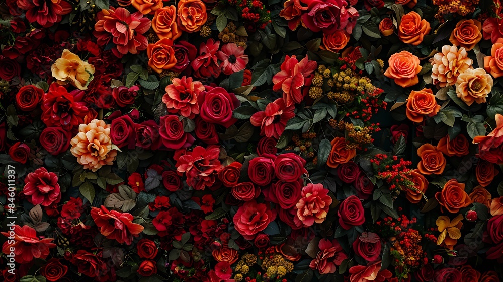 Flowers wall full view background Flowers wall full view background
