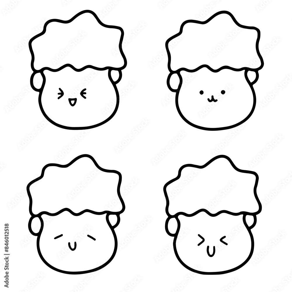 Vector Boy's Face with Various Expressions | Doodle Style | Cute & Minimalist Vector Boy's Face with Various Expressions | Doodle Style | Cute & Minimalist