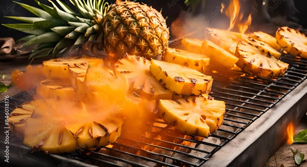 As the fire crackles and pops the scent of barbecued pineapple fills the air enticing everyone to gather around for a taste 4k