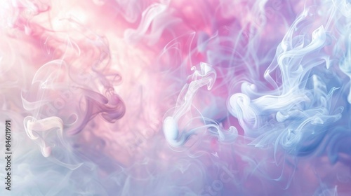 Whimsical and enchanting pastel smoke swirls and twirls like a scene from a fairy tale. photo