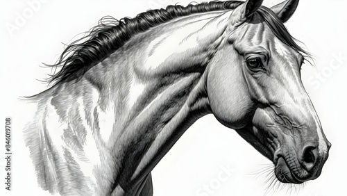 Detailed horse head pencil drawing
