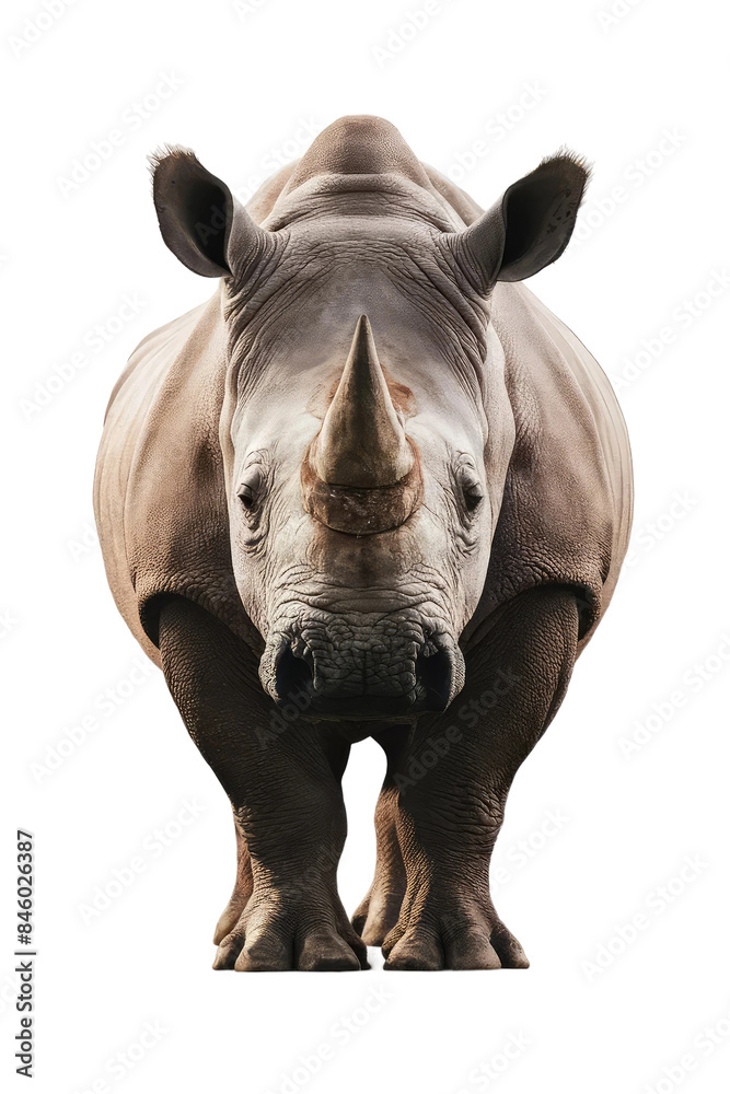 Fototapeta premium Isolated PNG Rhinoceros Wildlife, GENERATIVE AI