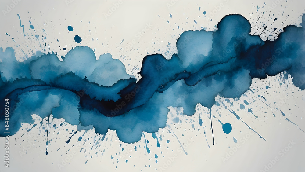 Blue ink splash in watercolor style Blue ink splash in watercolor style
