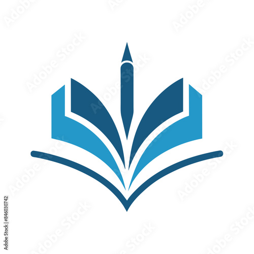 minimalist Educational Logo vector art illustration with a book and pen icon logo photo