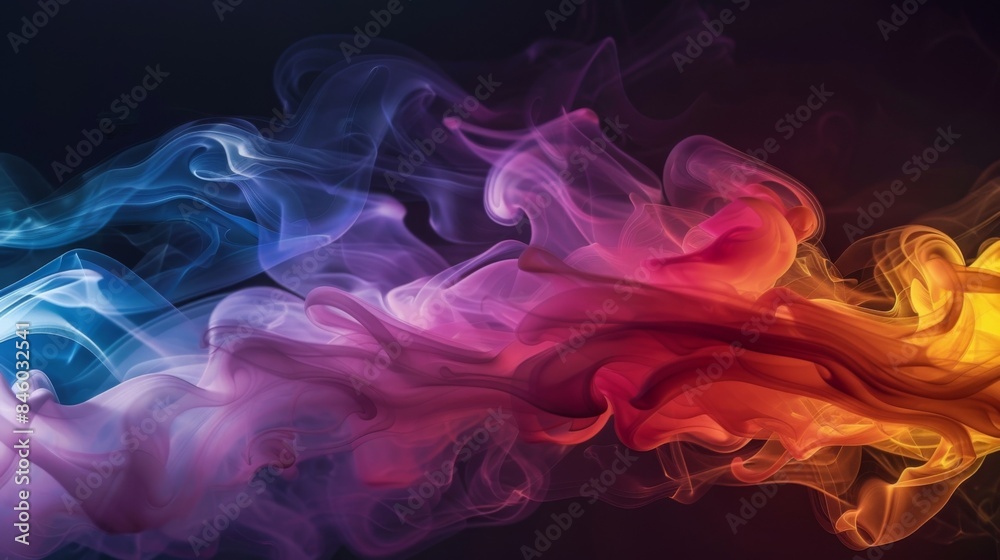 The rapid movements of the smoke showcase a mesmerizing blend of rainbow hues. The rapid movements of the smoke showcase a mesmerizing blend of rainbow hues.