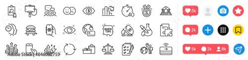 Business vision, Fuel price and Energy inflation line icons pack. Social media icons. Budget, Approved, Like web icon. Quick tips, Gifts, Security agency pictogram. Vector