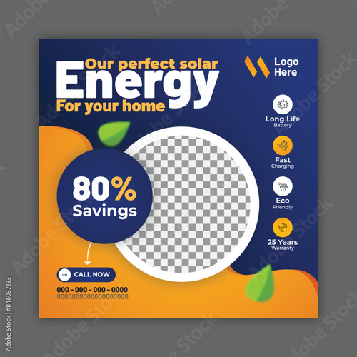 solar energy social media post, banner design, suitable for Solar panel maintenance repair services banner or poster design
