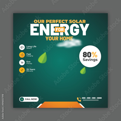 solar energy social media post, banner design, suitable for Solar panel maintenance repair services banner or poster design