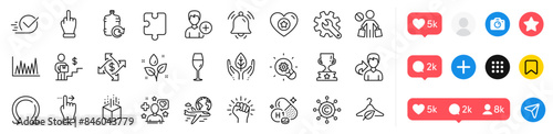 Heart, Fair trade and Add person line icons pack. Social media icons. International flight, Touchscreen gesture, Delivery man web icon. Innovation, Customisation, Slow fashion pictogram. Vector