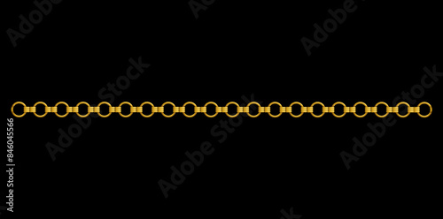 Drawing Style Of Stunning Gold Chain Isolated On Black Background, Realistic Horizontal Jewelry Vector Illustration.	