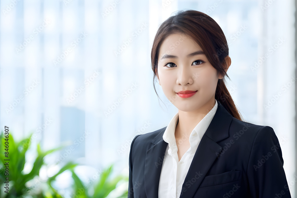 A woman in a business suit is smiling for the camera A woman in a business suit is smiling for the camera