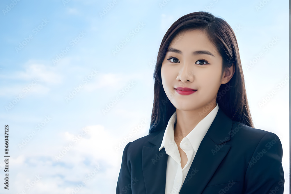 A woman in a business suit is smiling for the camera A woman in a business suit is smiling for the camera