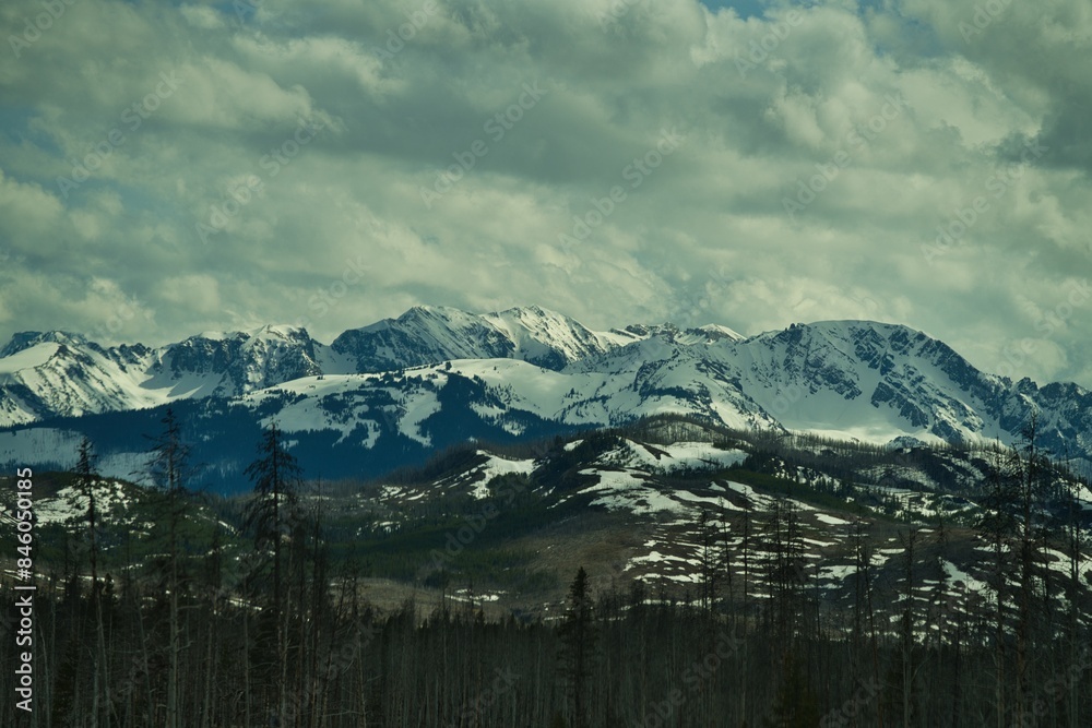 Panoramic view of Grand Teton mountain range Panoramic view of Grand Teton mountain range