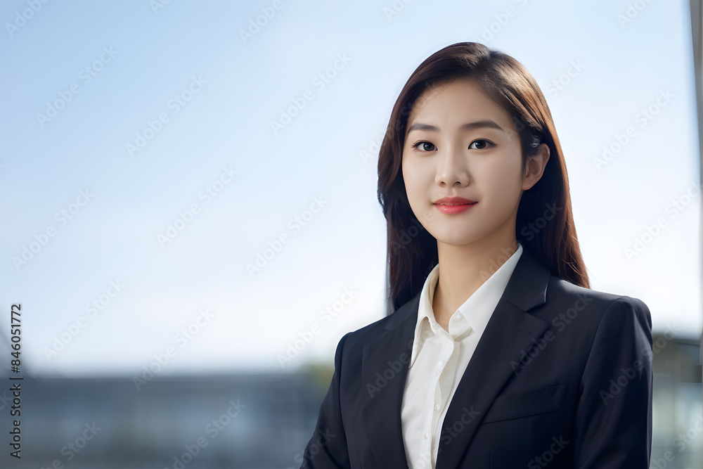 A woman in a business suit is smiling for the camera A woman in a business suit is smiling for the camera
