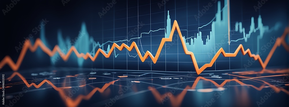 Perspective View of Stock Market Growth with Digital Financial Charts and Indicators on Dark Blue Background
Perspective View of Stock Market Growth with Digital Financial Charts and Indicators on Dark Blue Background
