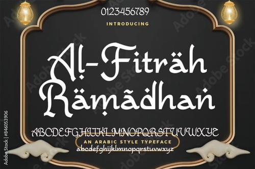 Arabic style font alphabet letters vector illustration