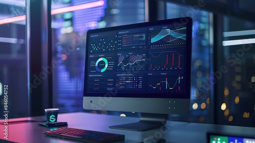 Wallpaper Mural Real-Time Data Analytics and System Health on a Network Monitoring Dashboard Displayed on a Computer Monitor Torontodigital.ca