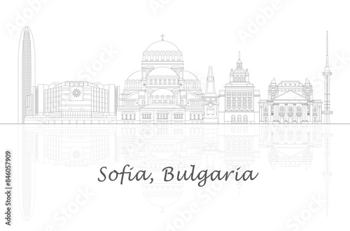 Wallpaper Mural Outline Skyline panorama of city of Sofia, Bulgaria - vector illustration Torontodigital.ca